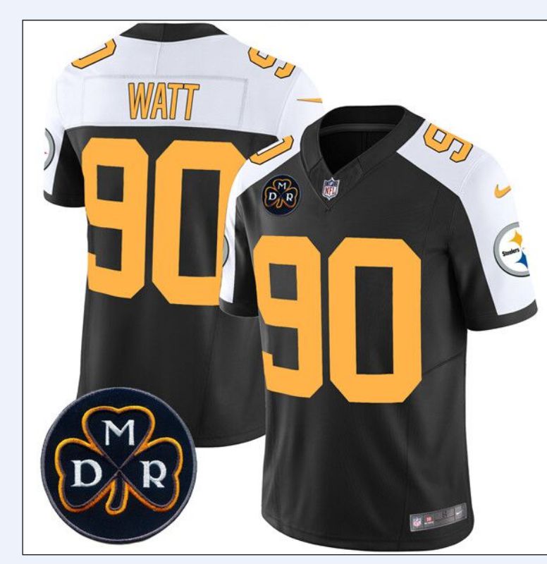 Men Pittsburgh Steelers #90 Watt Black Thanksgiving three generations 2024 Nike Vapor Limited NFL Jersey style 2